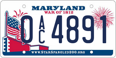 MD license plate 0AC4891