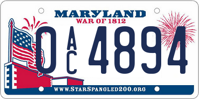 MD license plate 0AC4894