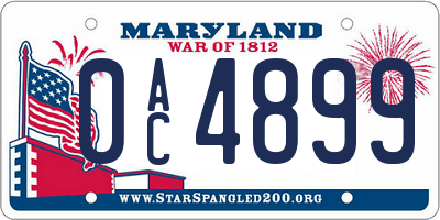 MD license plate 0AC4899
