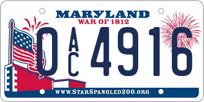 MD license plate 0AC4916