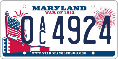 MD license plate 0AC4924