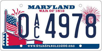 MD license plate 0AC4978