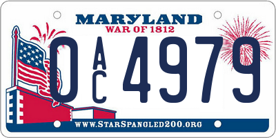 MD license plate 0AC4979