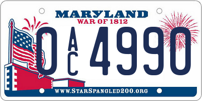 MD license plate 0AC4990