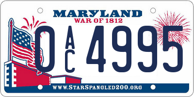 MD license plate 0AC4995
