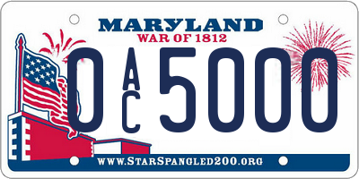 MD license plate 0AC5000