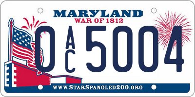 MD license plate 0AC5004