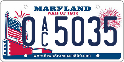 MD license plate 0AC5035