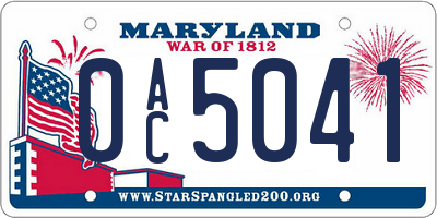 MD license plate 0AC5041
