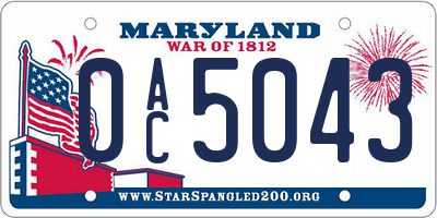 MD license plate 0AC5043