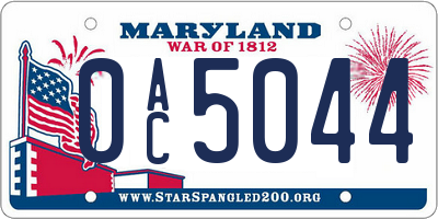 MD license plate 0AC5044