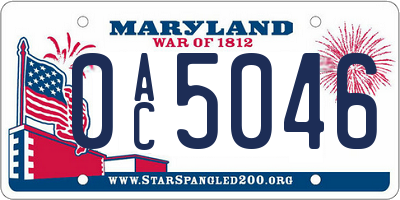 MD license plate 0AC5046