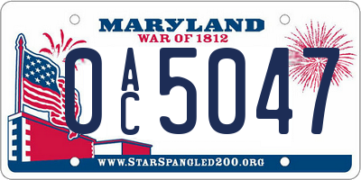 MD license plate 0AC5047