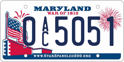 MD license plate 0AC5051