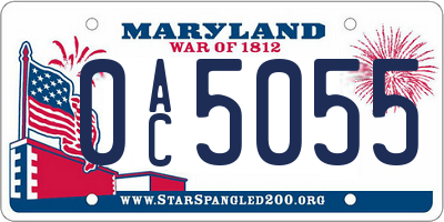 MD license plate 0AC5055