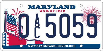 MD license plate 0AC5059