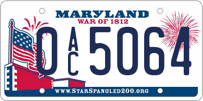 MD license plate 0AC5064