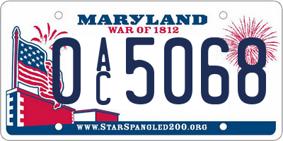 MD license plate 0AC5068