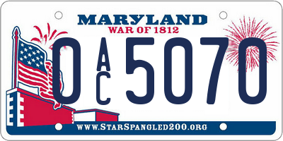 MD license plate 0AC5070