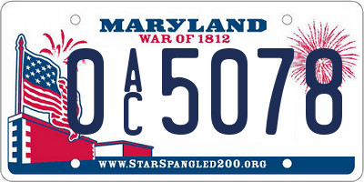 MD license plate 0AC5078
