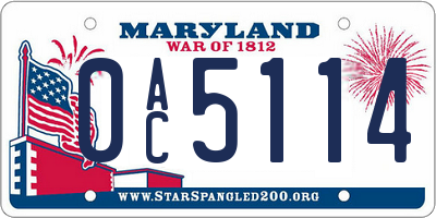 MD license plate 0AC5114