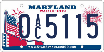 MD license plate 0AC5115