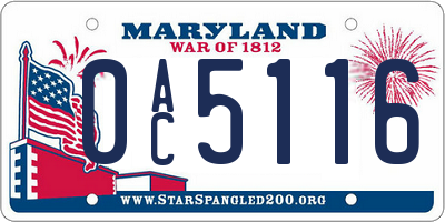 MD license plate 0AC5116