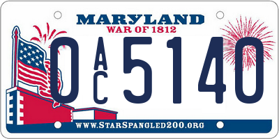 MD license plate 0AC5140