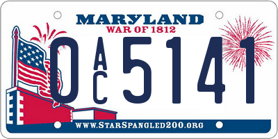 MD license plate 0AC5141
