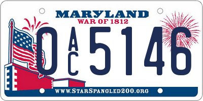 MD license plate 0AC5146
