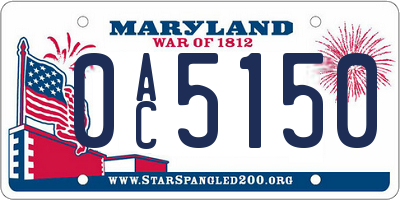 MD license plate 0AC5150