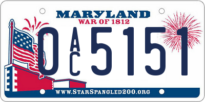MD license plate 0AC5151
