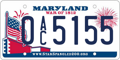 MD license plate 0AC5155