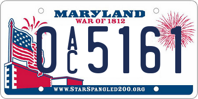 MD license plate 0AC5161