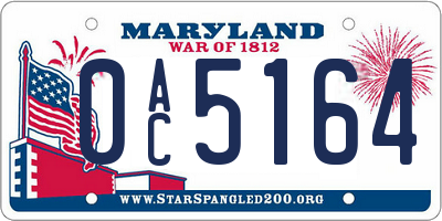 MD license plate 0AC5164