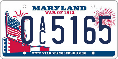 MD license plate 0AC5165