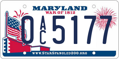 MD license plate 0AC5177