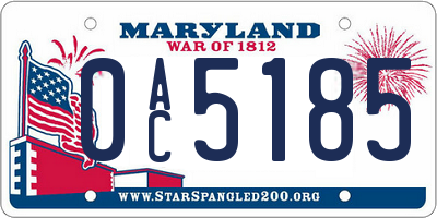 MD license plate 0AC5185