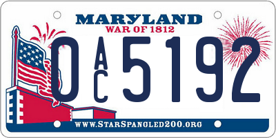 MD license plate 0AC5192