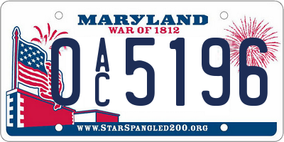 MD license plate 0AC5196