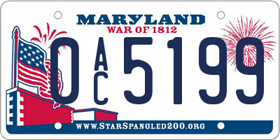 MD license plate 0AC5199