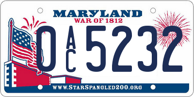 MD license plate 0AC5232
