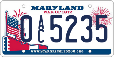 MD license plate 0AC5235