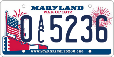 MD license plate 0AC5236