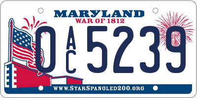 MD license plate 0AC5239
