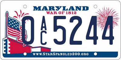 MD license plate 0AC5244
