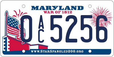 MD license plate 0AC5256