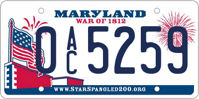 MD license plate 0AC5259