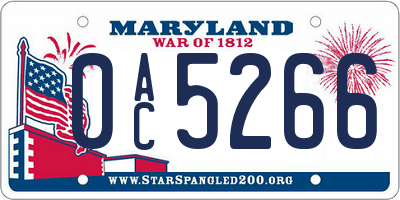 MD license plate 0AC5266