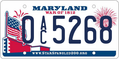 MD license plate 0AC5268